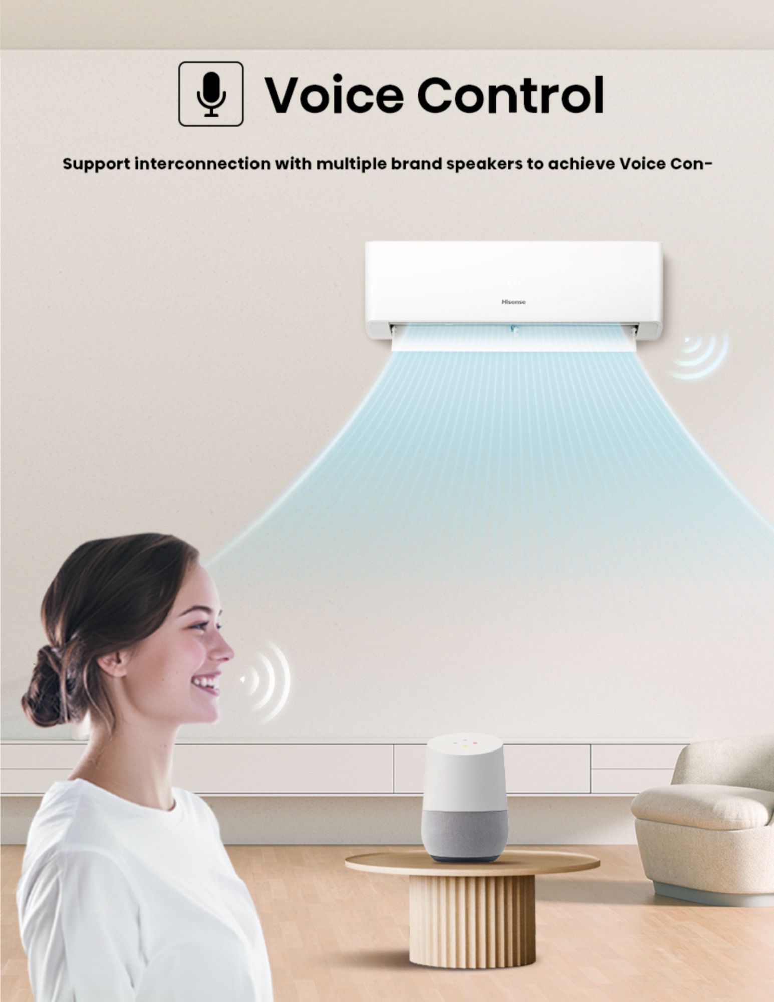 Hisense voice control air conditioner smart home use