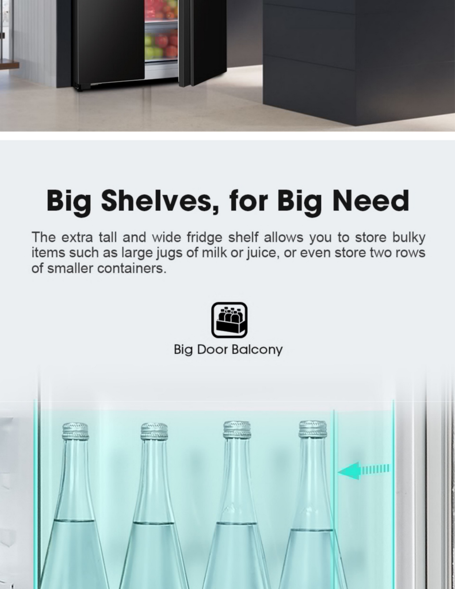 Hisense big door balcony shelf for large bottle storage