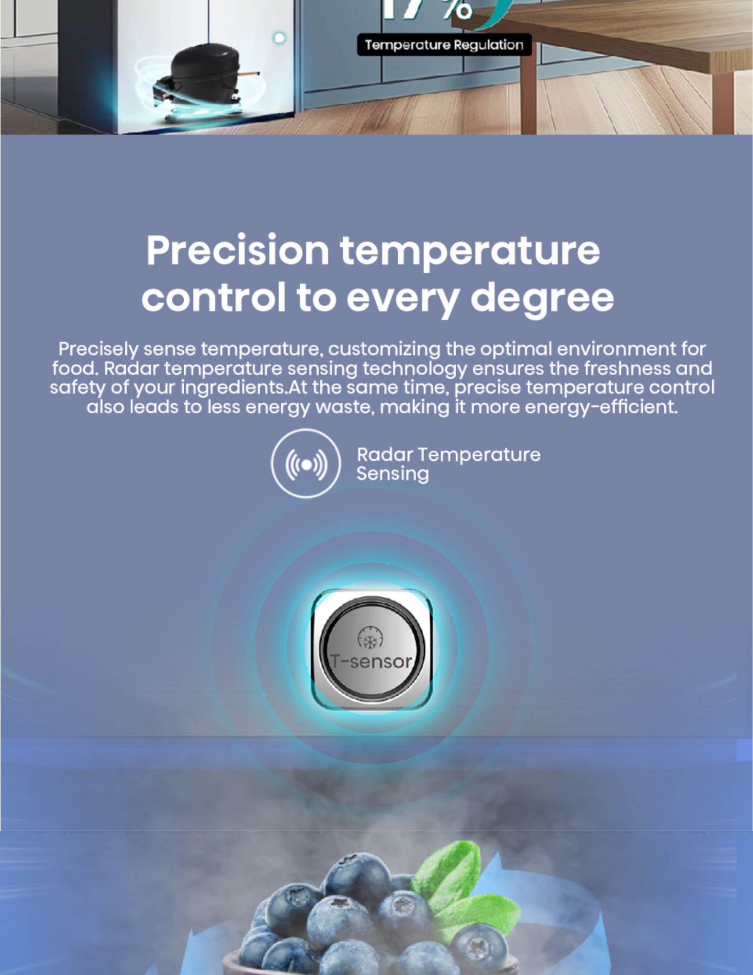 Radar temperature sensing for precise fridge cooling control