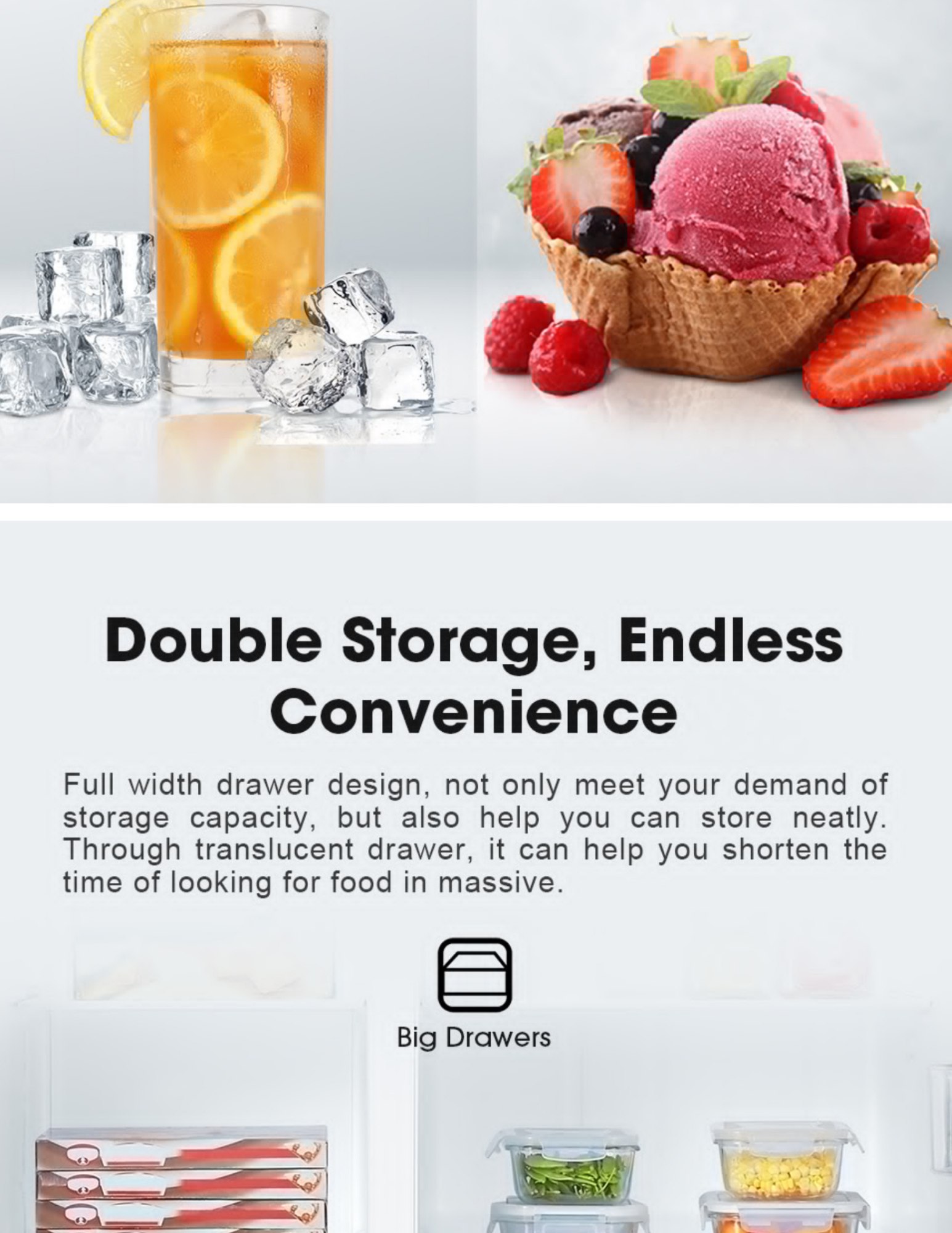 Hisense big drawer refrigerator double storage design
