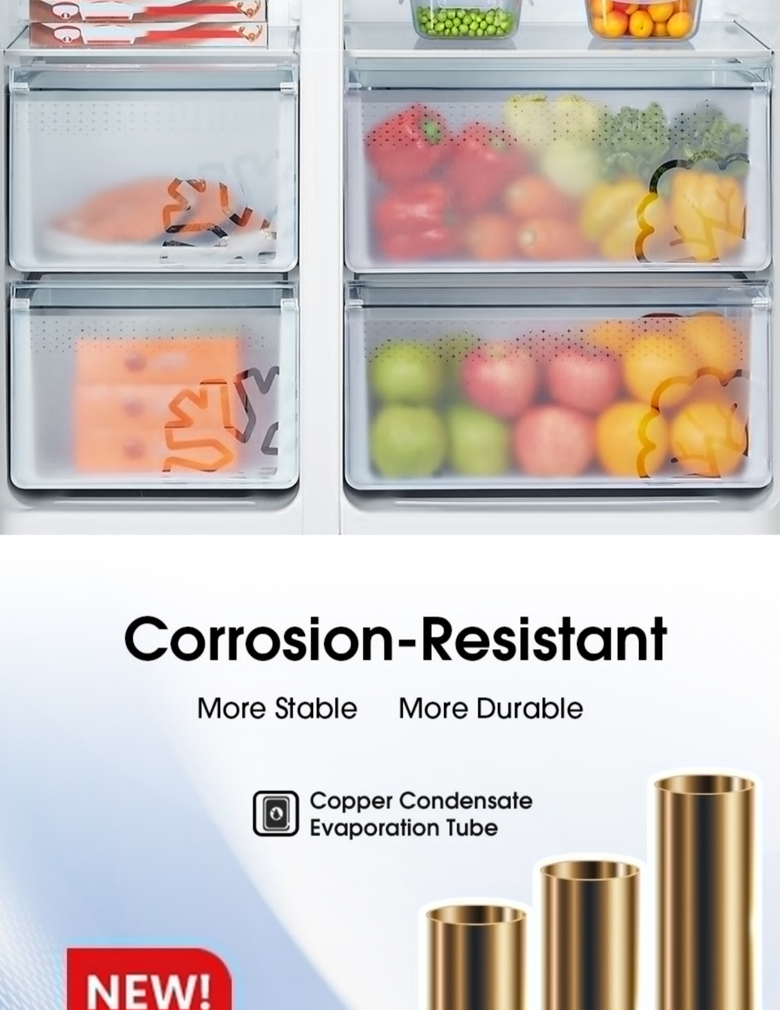 Hisense copper evaporator tube corrosion resistant design