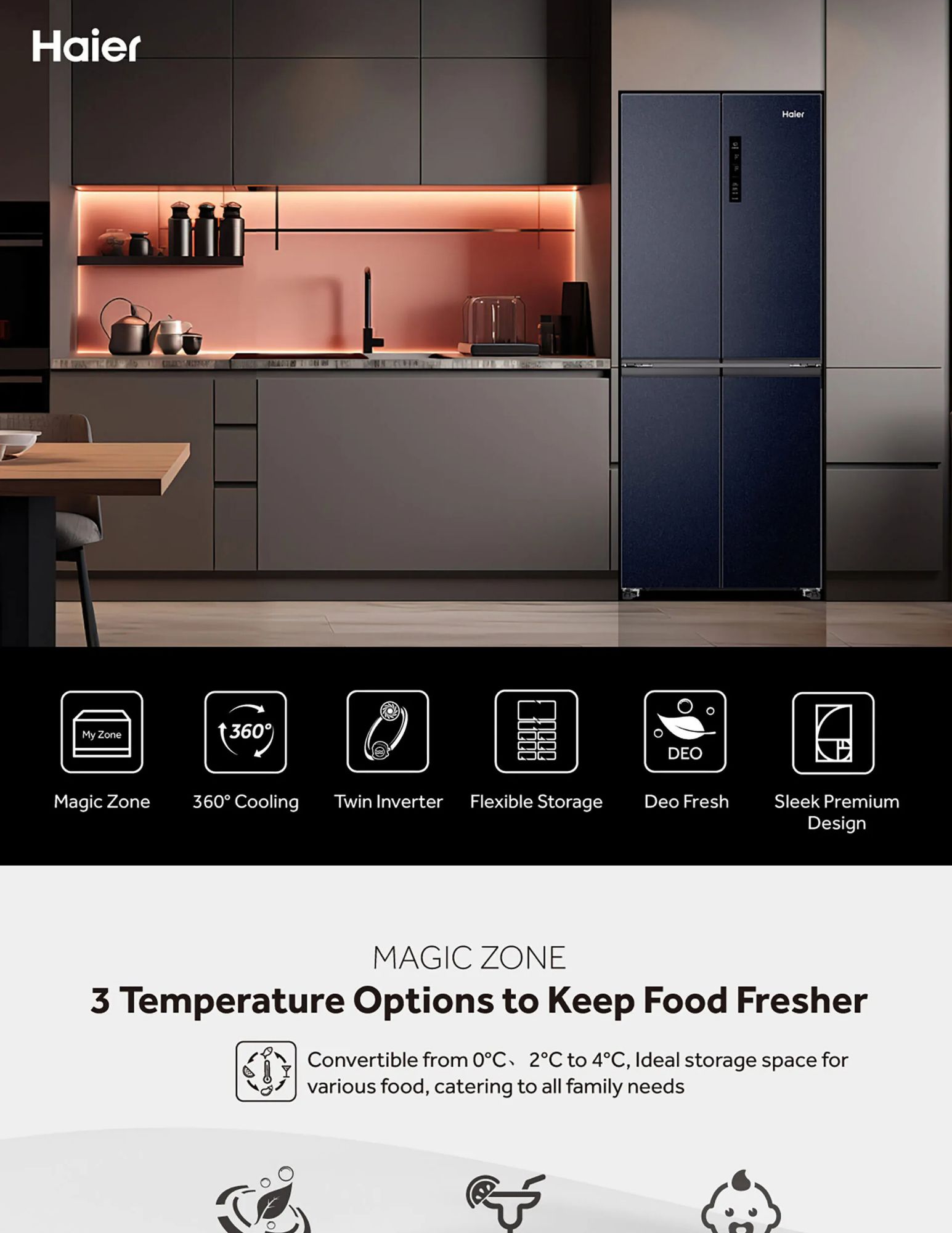 3 Temperature option to keep food fresher