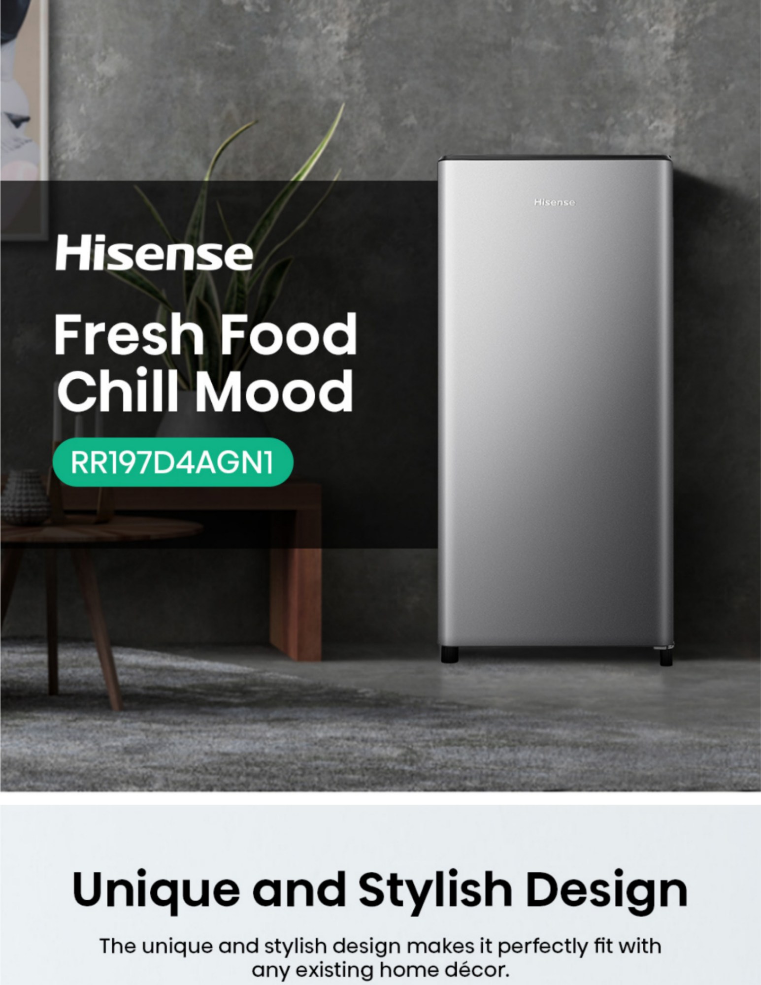 RR197D4AGNI single door refrigerator silver