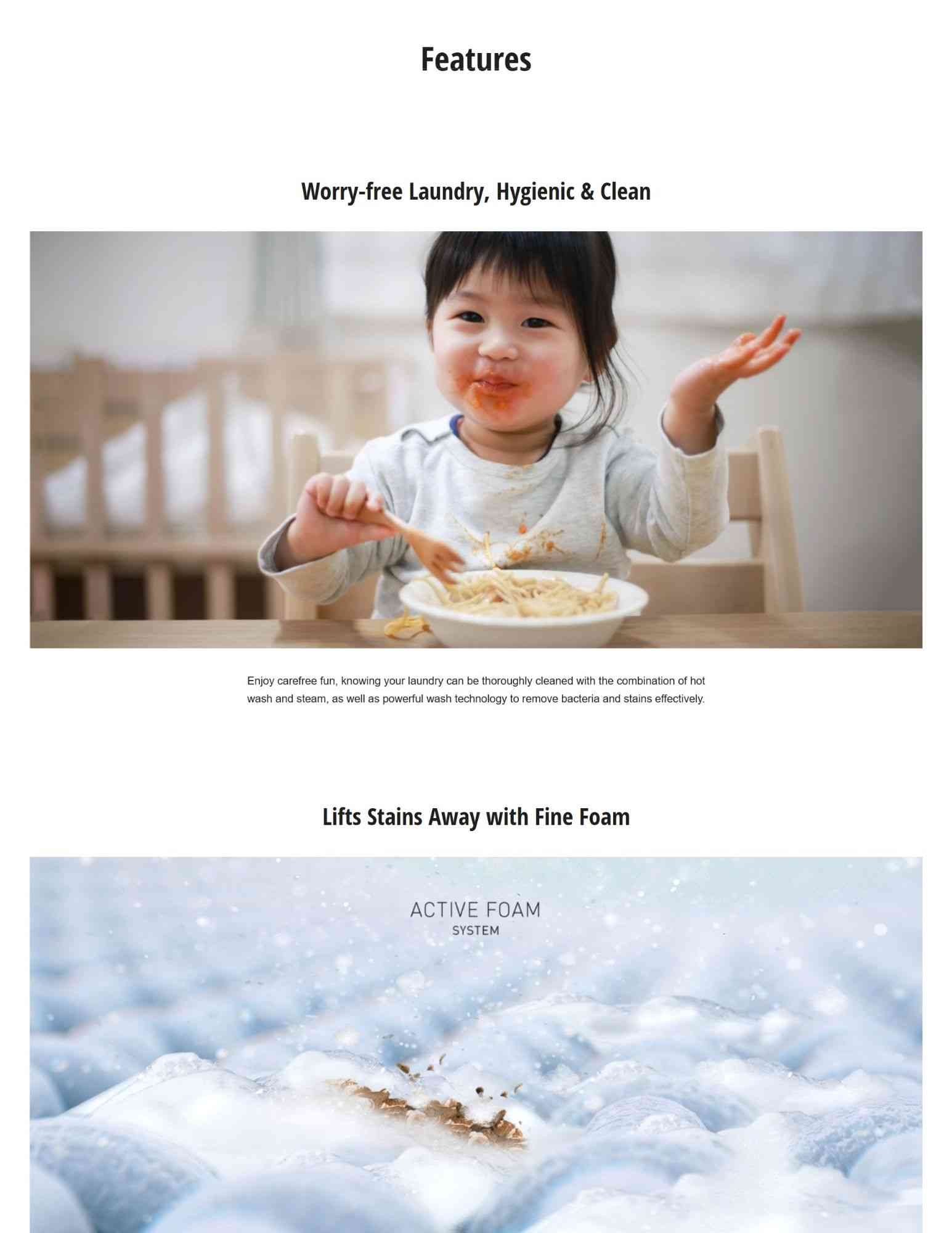 Child enjoying hygienic, mess-free laundry.