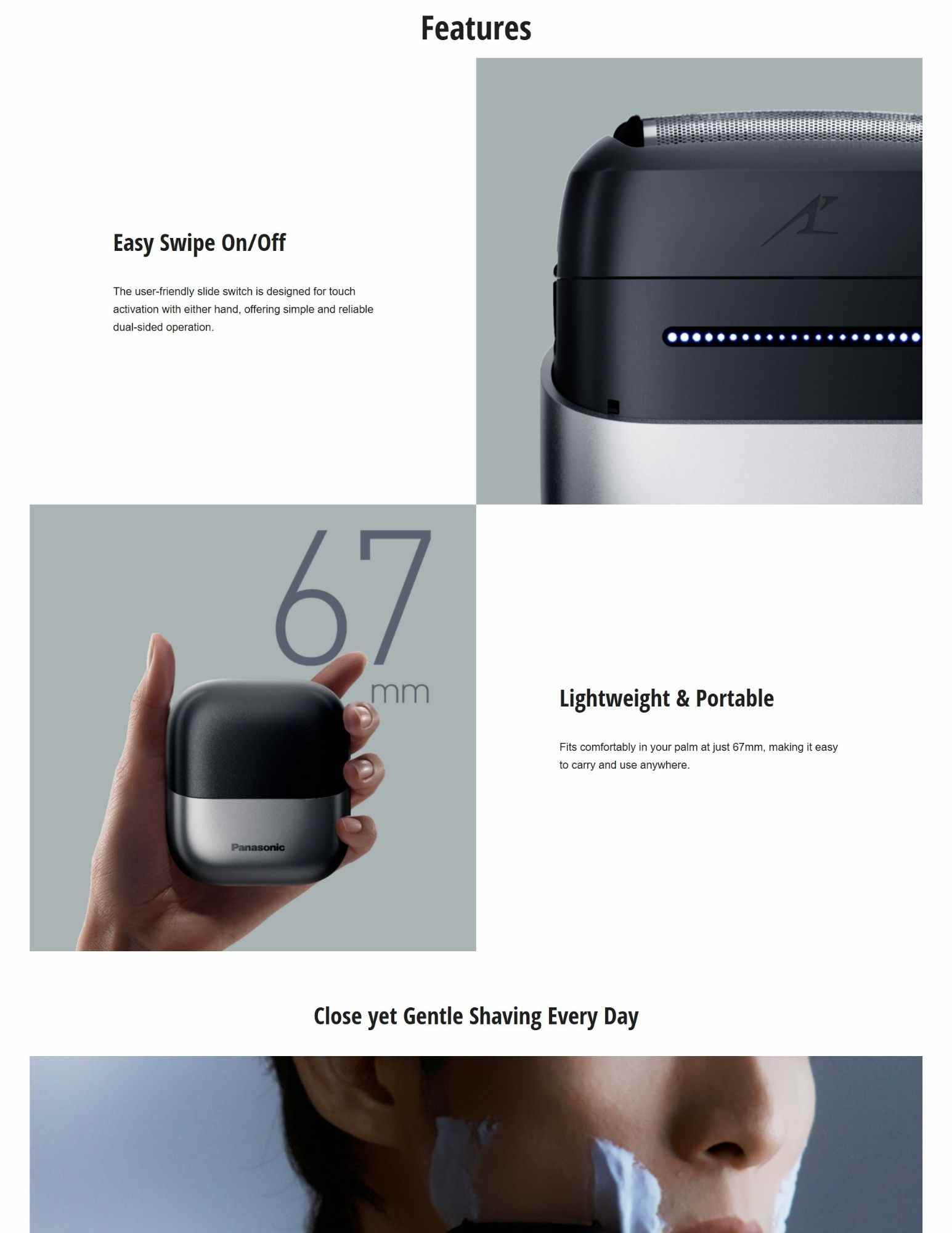 Smart shaving sensor chip adjusts power for a smooth shave.