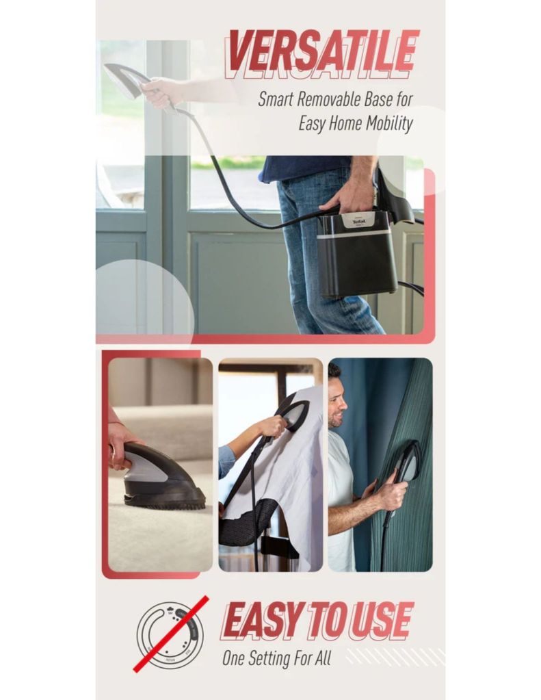 Tefal QT1510 2980W IXEO+ All In One Iron Steamer Station Garment Steamer TEF-QT1510 features