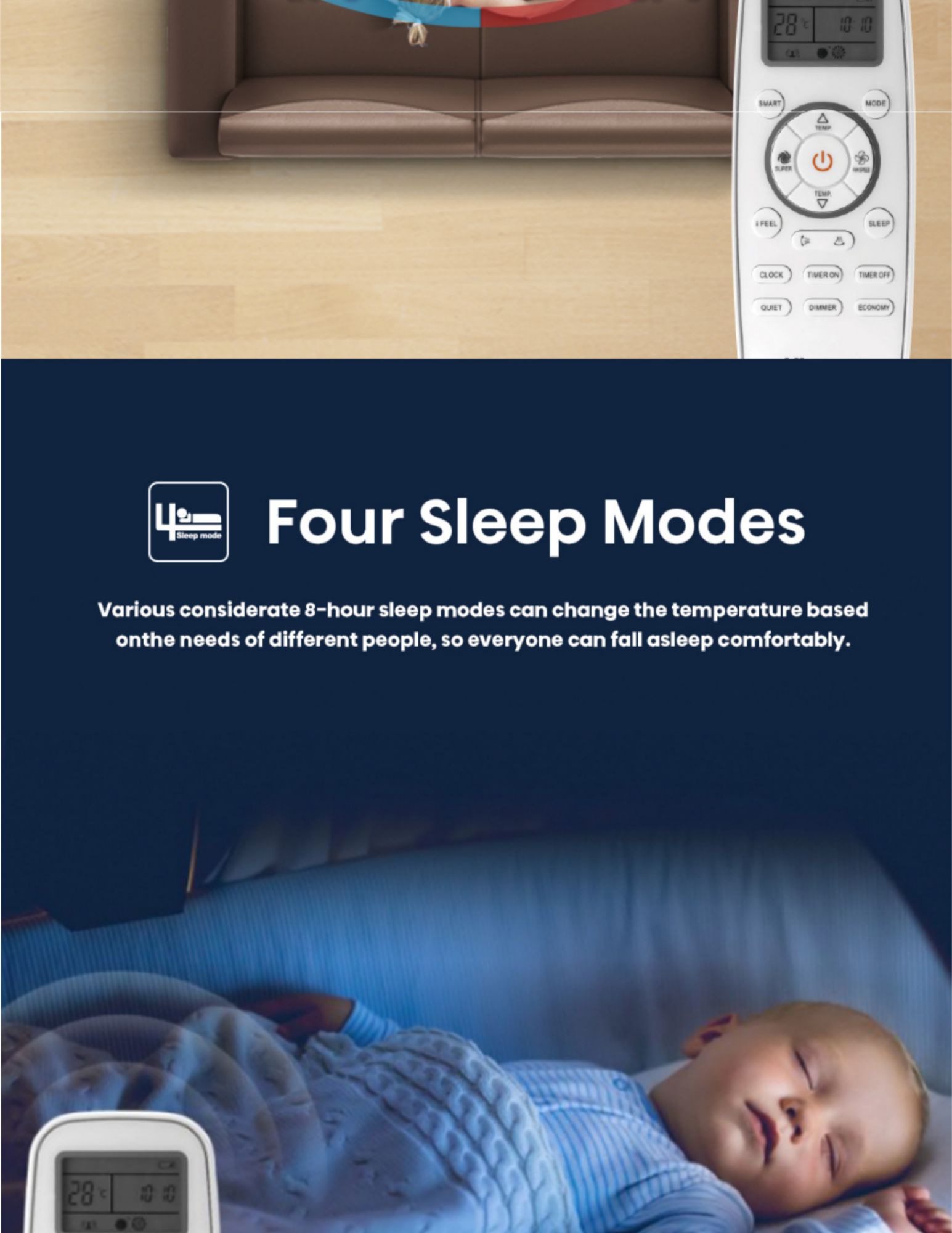 Four sleep modes designed for different user needs