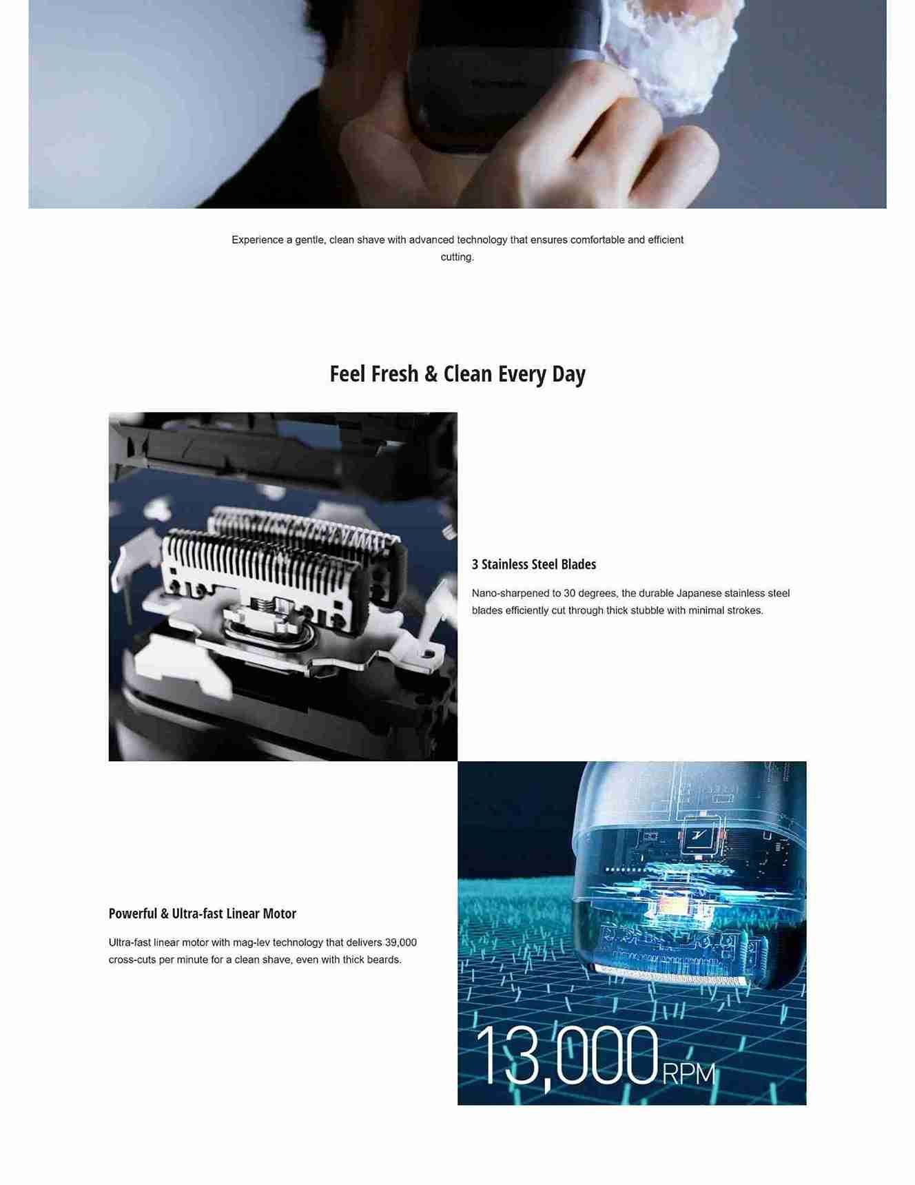 Shave wet or dry with waterproof design for versatile use.