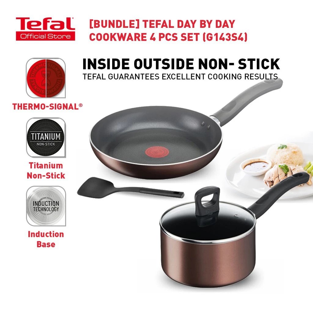 Tefal Day by Day 4-piece cookware set with non-stick coating