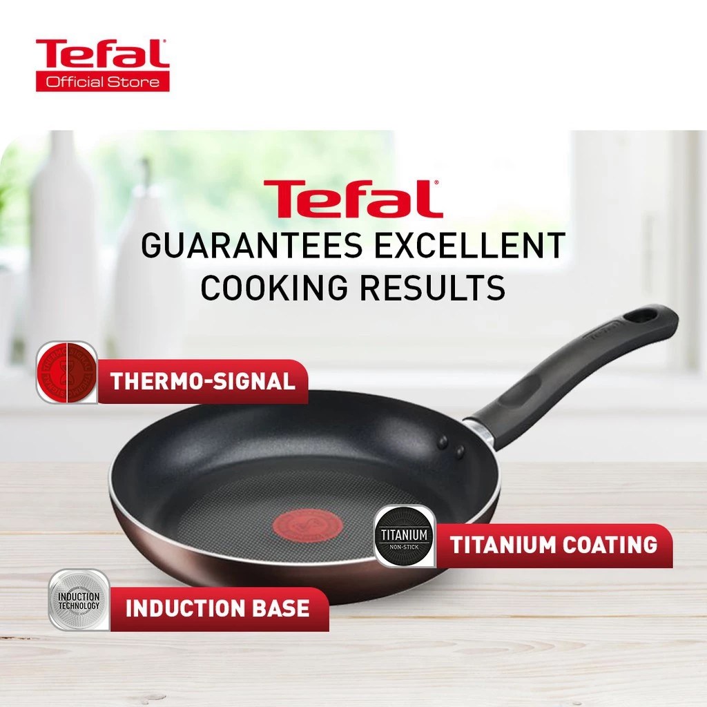 Tefal non-stick pan showing Thermo-Signal and induction base