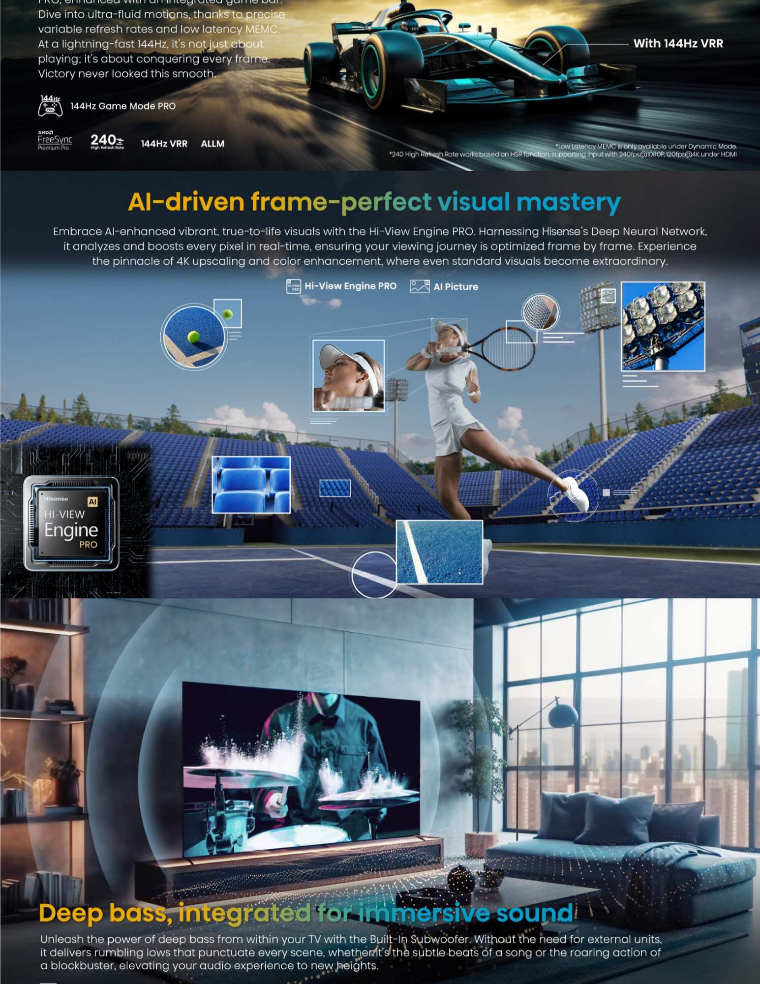 Hisense TV size options to fit different living spaces