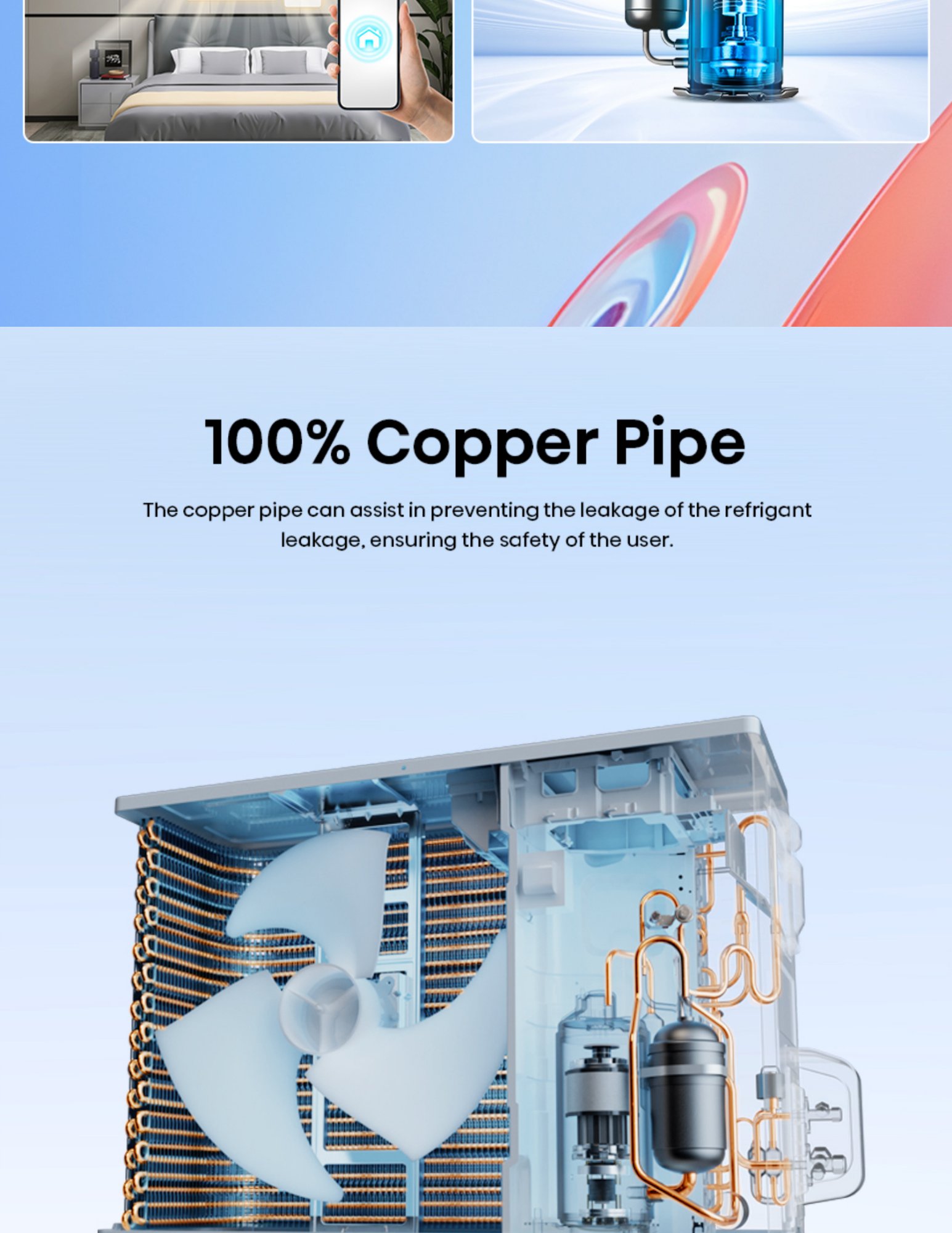 Hisense 100 percent copper pipe durable cooling system
