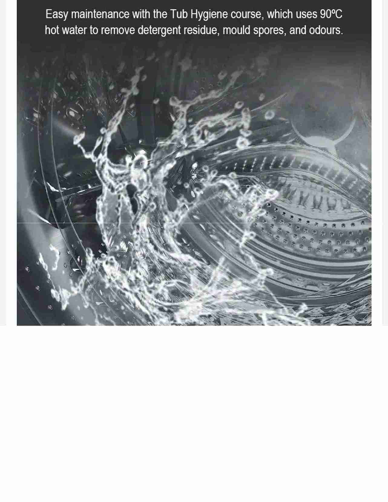 Tub hygiene course removes residue and mould.