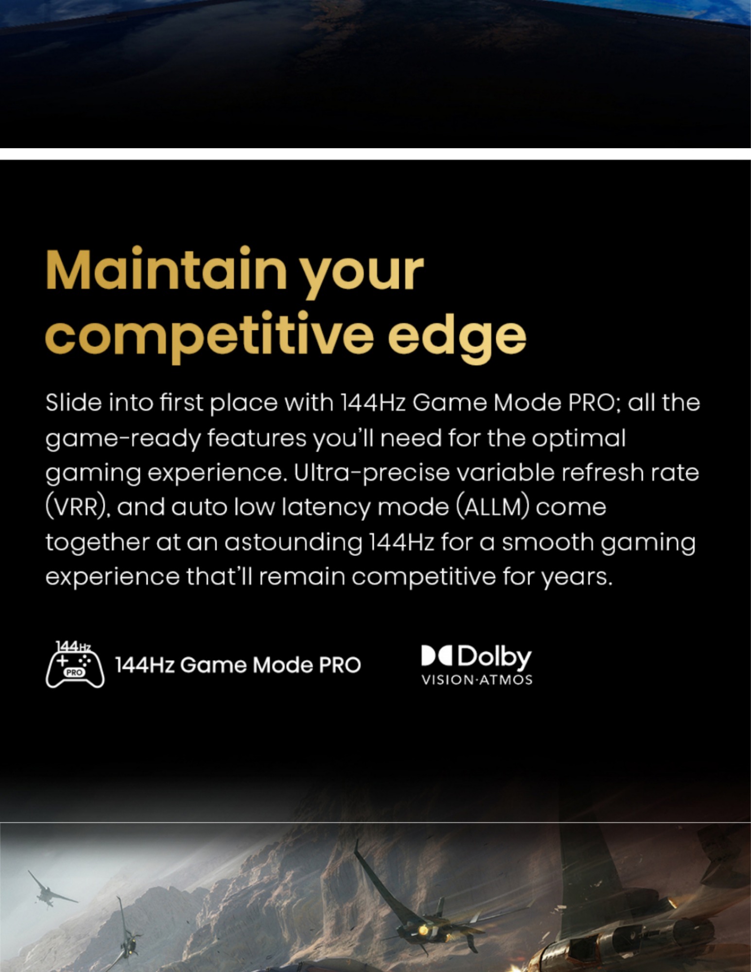 144Hz Game Mode Pro for smooth and responsive gameplay