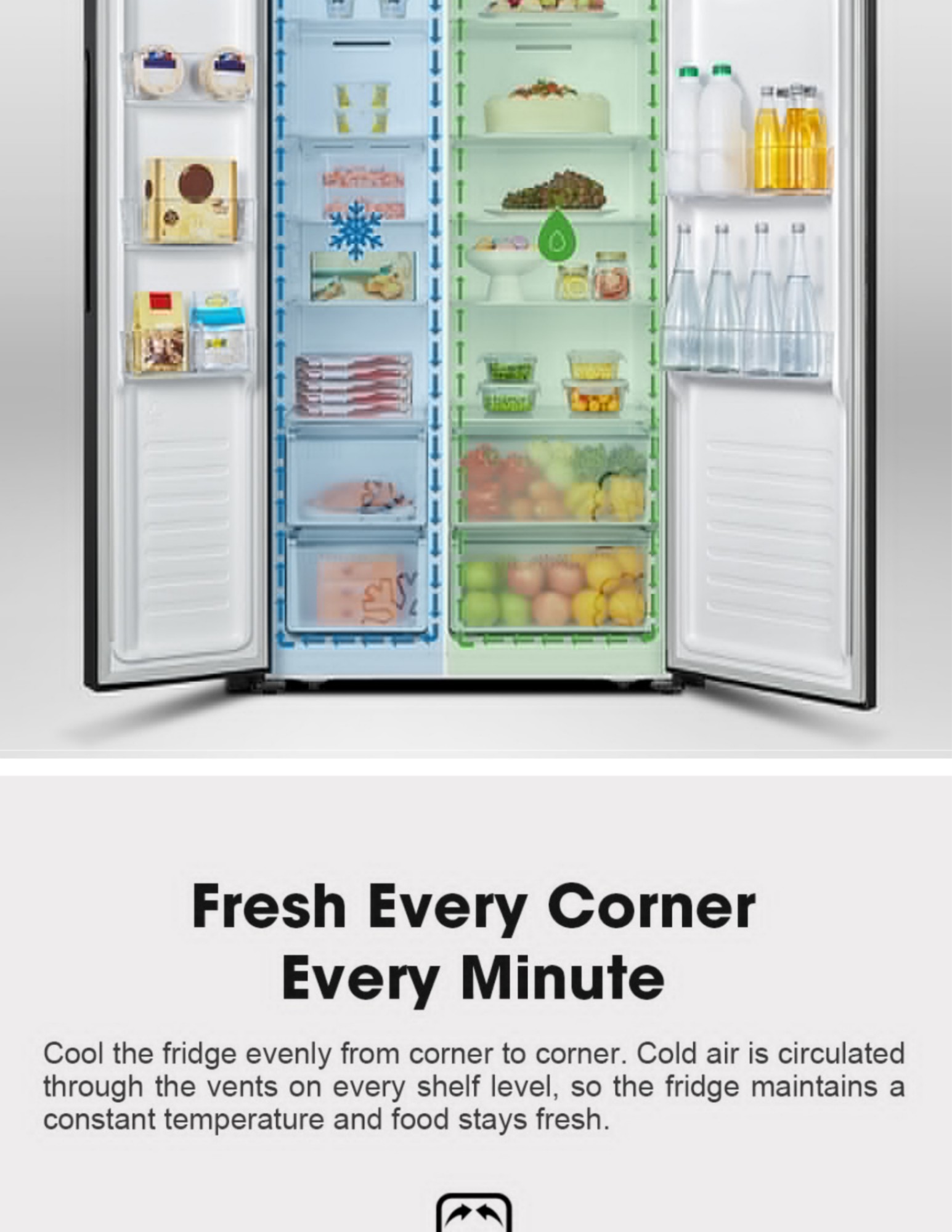 Hisense dual tech cooling fridge separate airflow zones