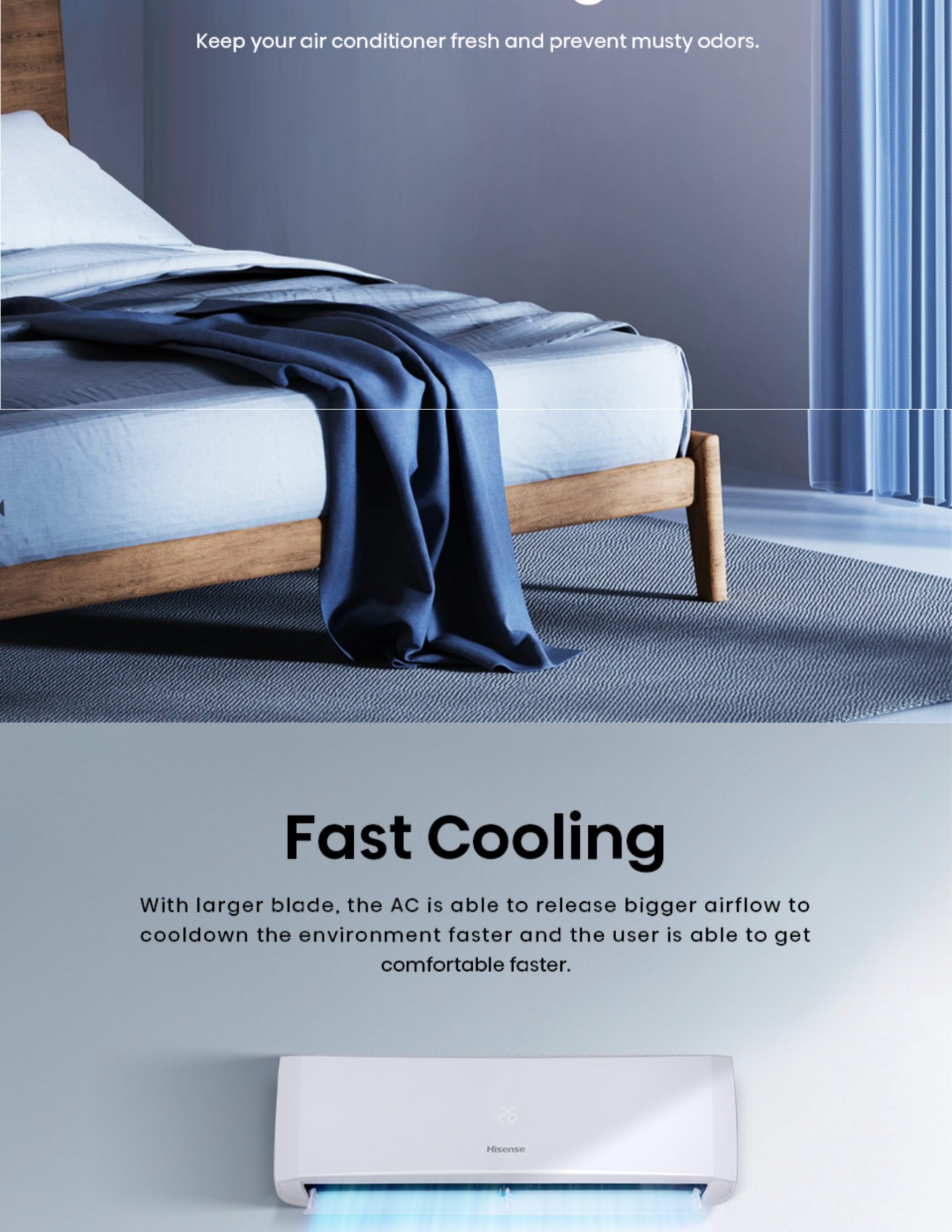 Hisense fast cooling air conditioner strong airflow