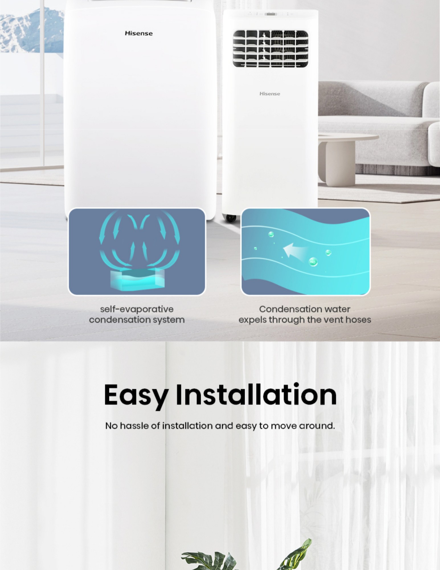 Hisense auto evaporative system no water drainage needed