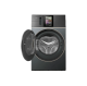 Front load washer dryer with open door and spacious drum