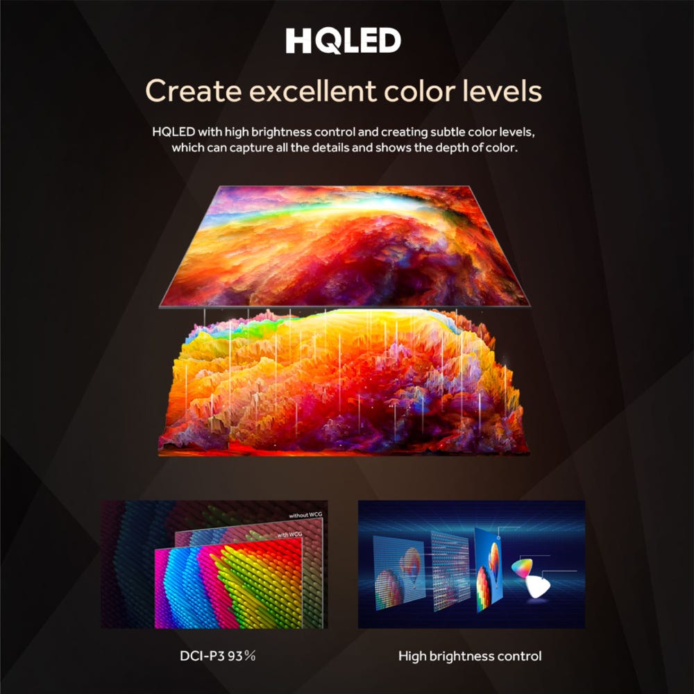 HQLED TV showcasing rich color depth and high brightness