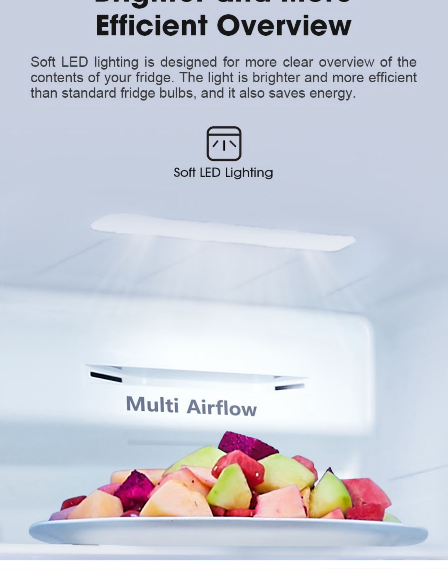 Hisense soft LED lighting fridge clear interior view