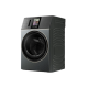 Modern front load laundry machine with touchscreen control panel