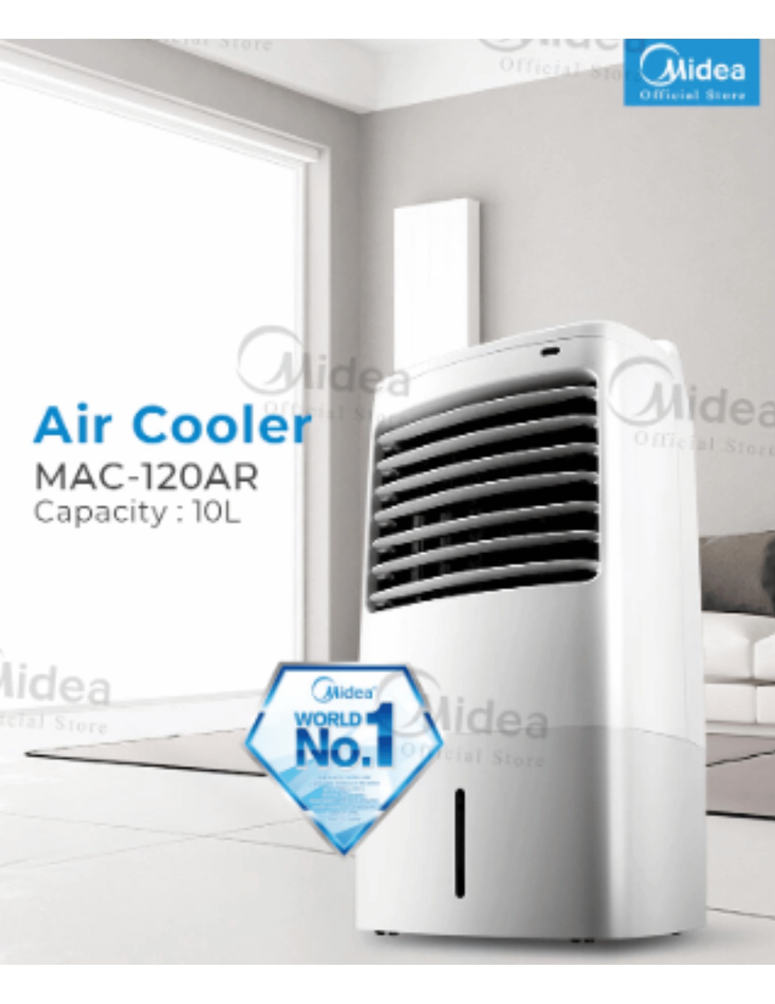 MAC-120AR air cooler with 10L tank in living room