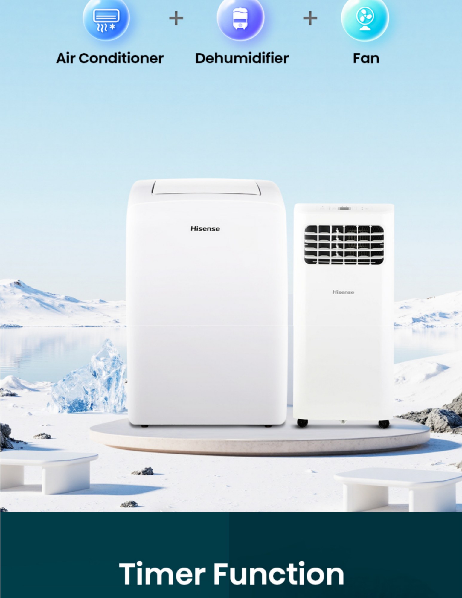 Hisense multi functional portable AC dehumidifier fan