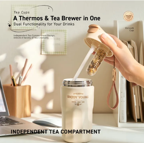 490ML Ceramic Vacuum Coffee Cup - Image 9