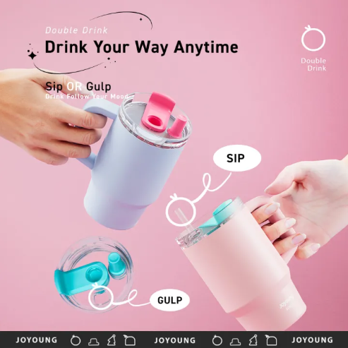 Joyoung Stainless Steel Straw Tumbler 800ml - Image 5