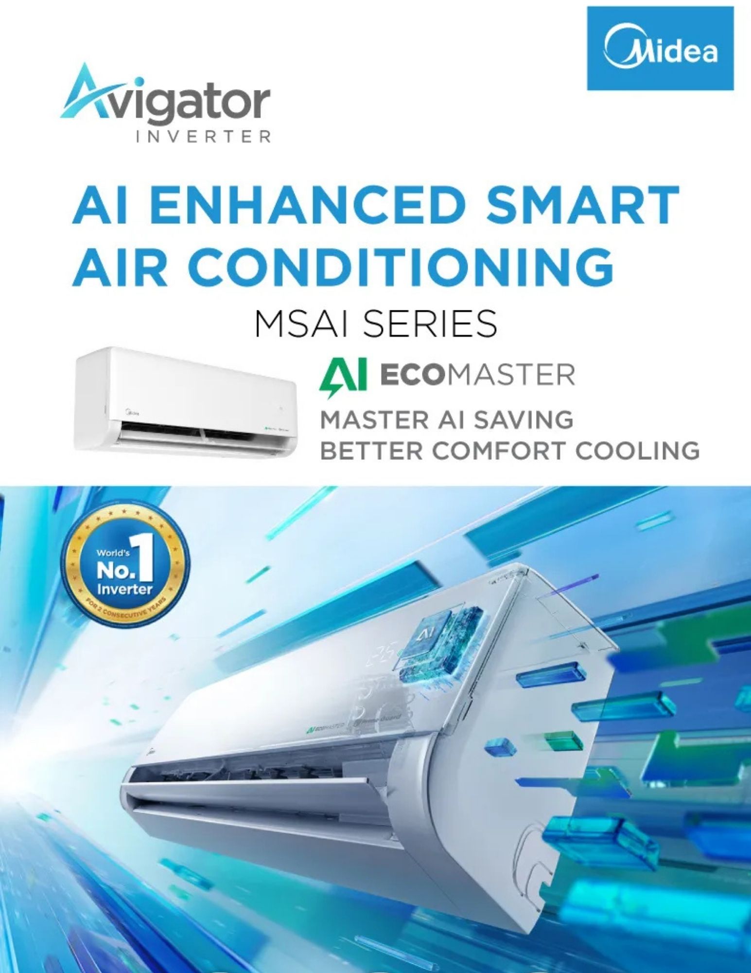 Midea AI inverter air conditioner with Ecomaster cooling