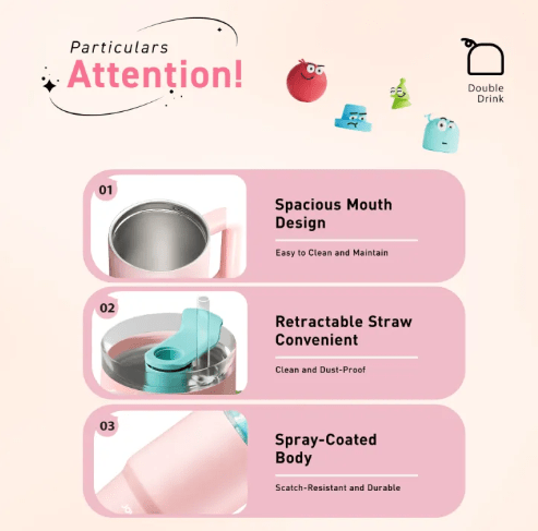 Joyoung Stainless Steel Straw Tumbler 800ml - Image 4