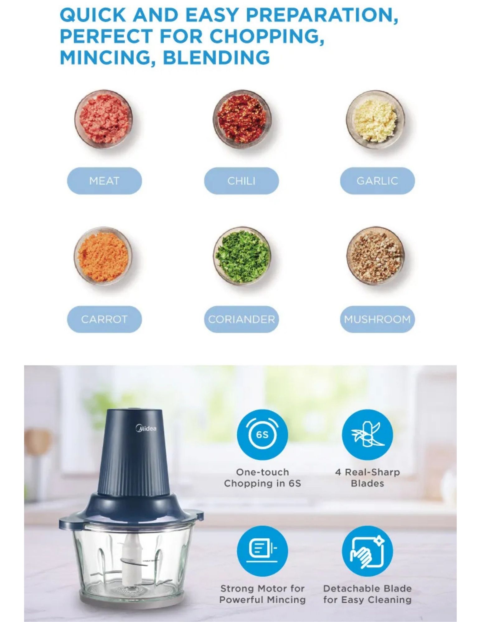 Midea chopper quick and easy preparation