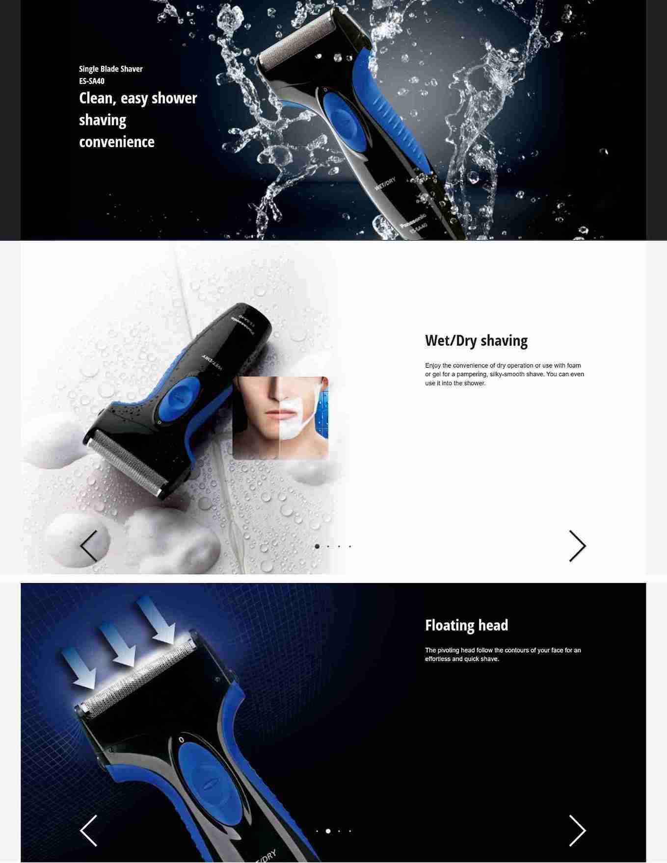 Wet/dry shaving with a floating head for smooth results.