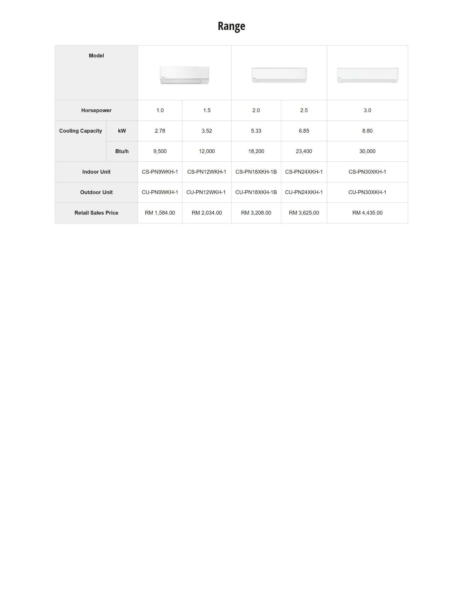 Compact indoor unit with remote control.