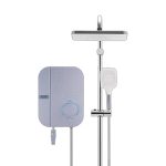 Alpha Instant Shower Heater WES7 Neon Rain Shower Blue Linen with 4.5kW DC Pump ALP-WES7iNEONRS.BL