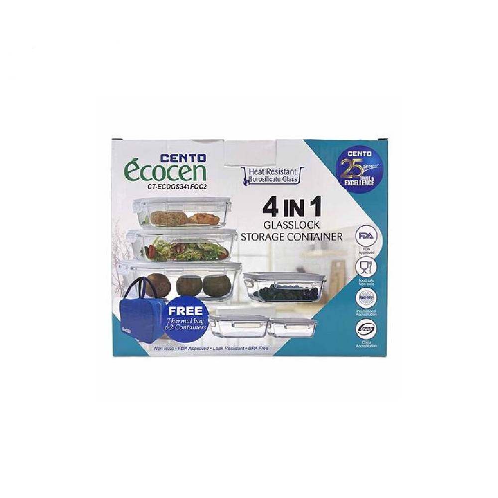 Cento Ecocen 4 in 1 Glasslock Food Container CT-ECOGS341FOC2 - Image 4