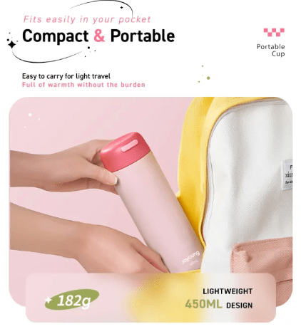 Joyoung Minimalist Stainless Steel Vacuum Bottle 450ml - Image 5