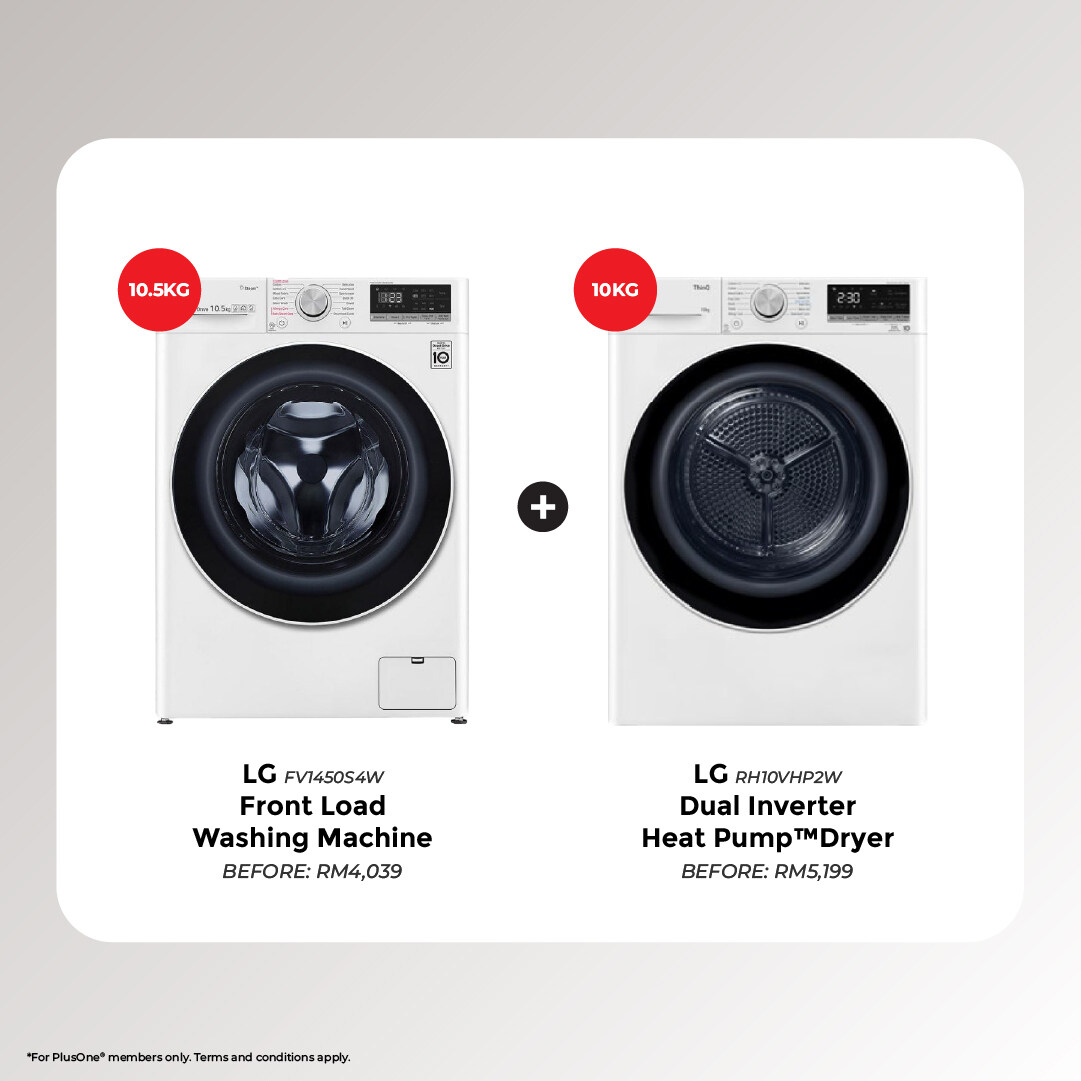 04c5d2b0-27cb-4a53-9db5-82e93fce8ebb (Bundle Promo) LG 10.5KG Washer LG-FV1450S4W and 10KG Dryer LG-RH10VHP2W - Image 1