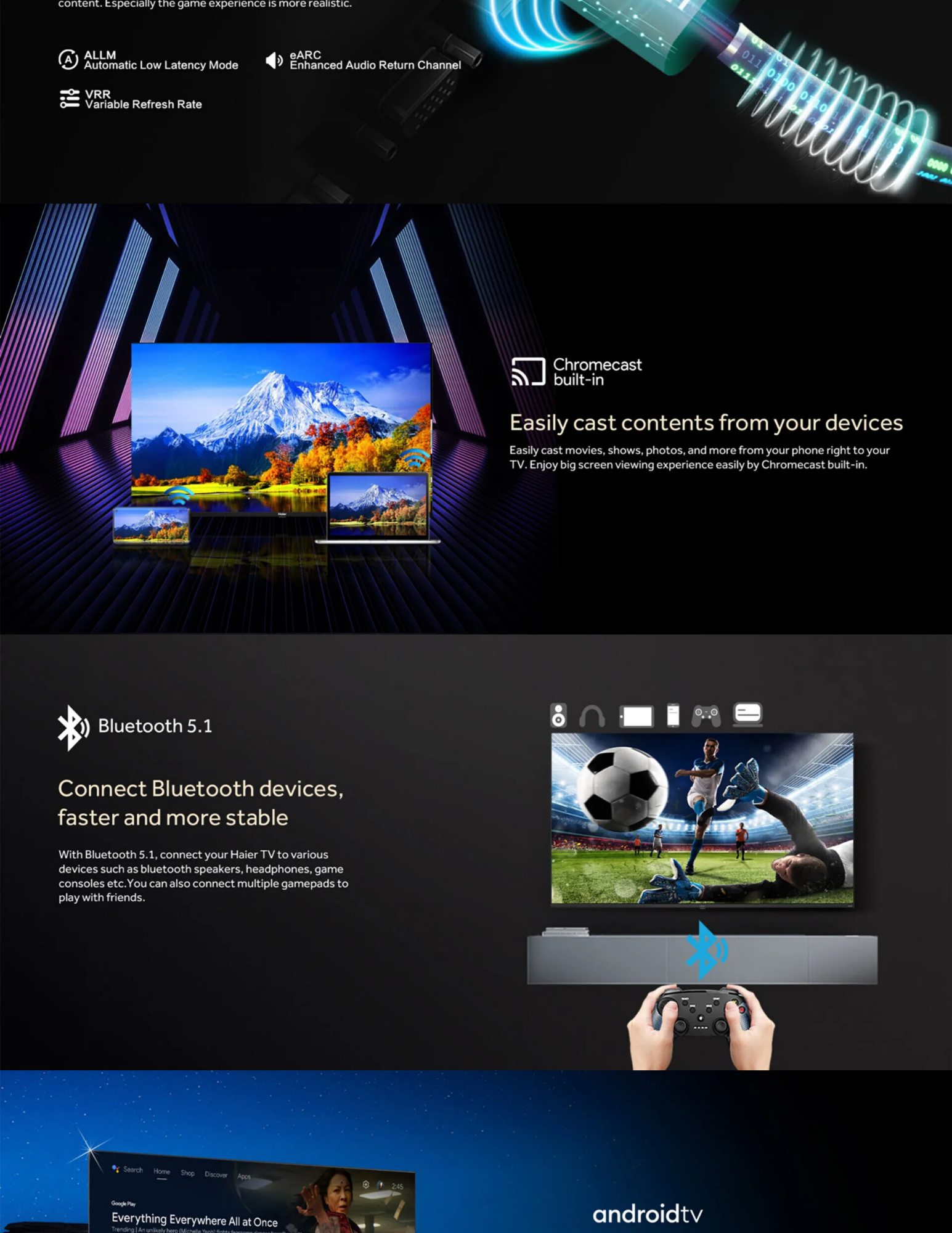 Haier bezel-less smart TV wide screen immersive viewing