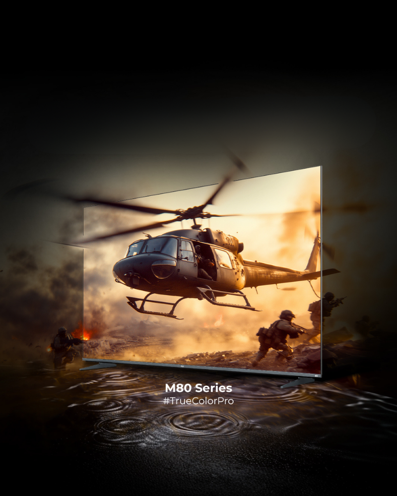 Ultra-high-definition TV from the M80 Series showcasing TrueColorPro technology with vivid, lifelike visuals for immersive home entertainment and gaming.