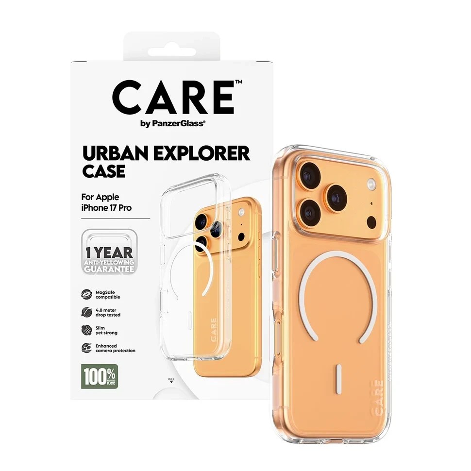CARE by PanzerGlass® Flagship Case Transparent Urban Explorer w. White MagSafe iPhone 17 Pro - Image 4
