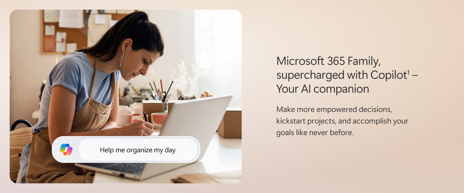 Person using laptop with Copilot helping organize daily tasks