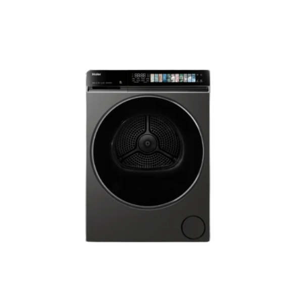 Haier front load dryer in dark grey with digital control panel