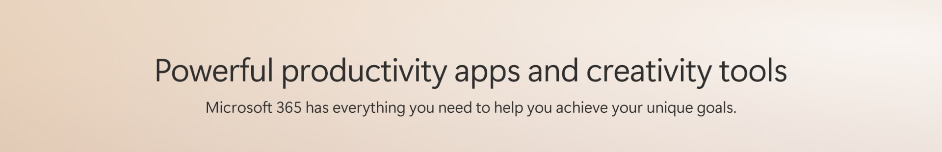 Microsoft 365 productivity and creativity tools headline banner