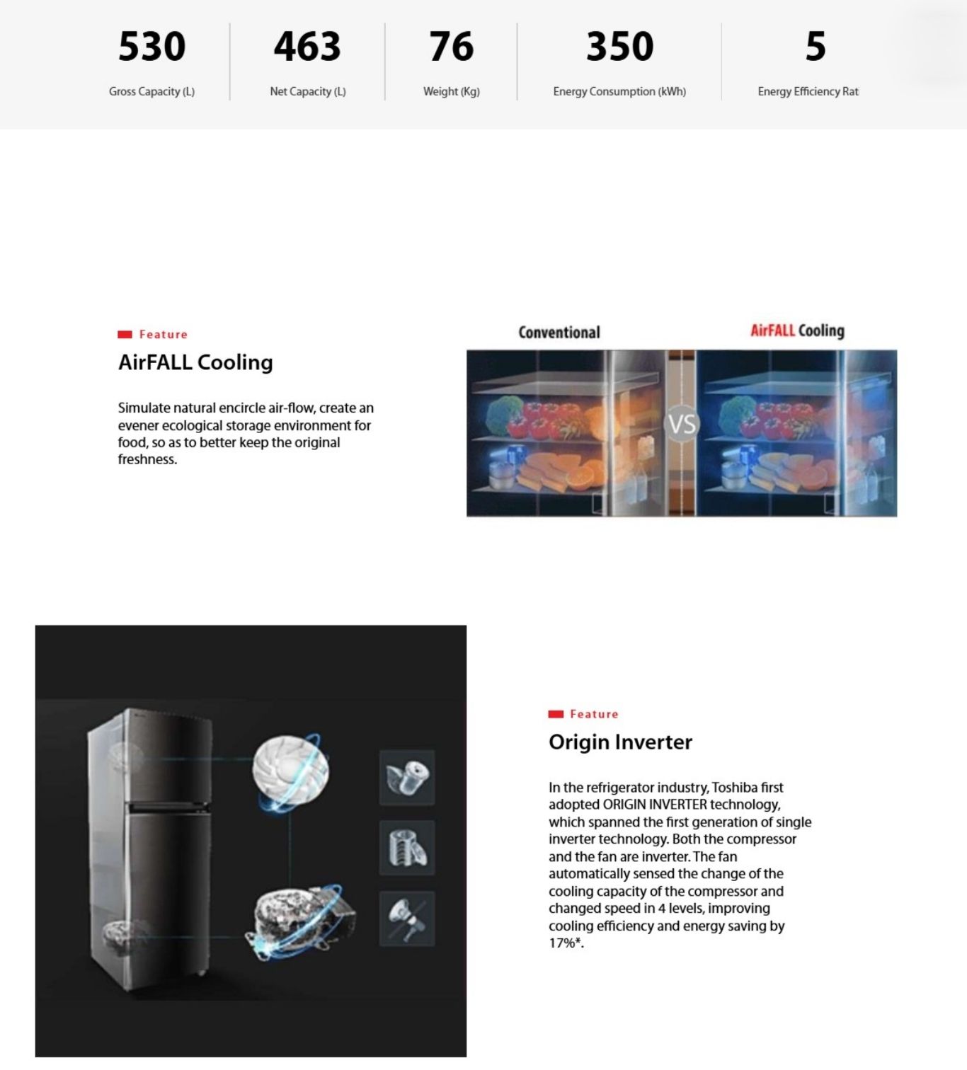 AirFALL cooling system for even and natural airflow