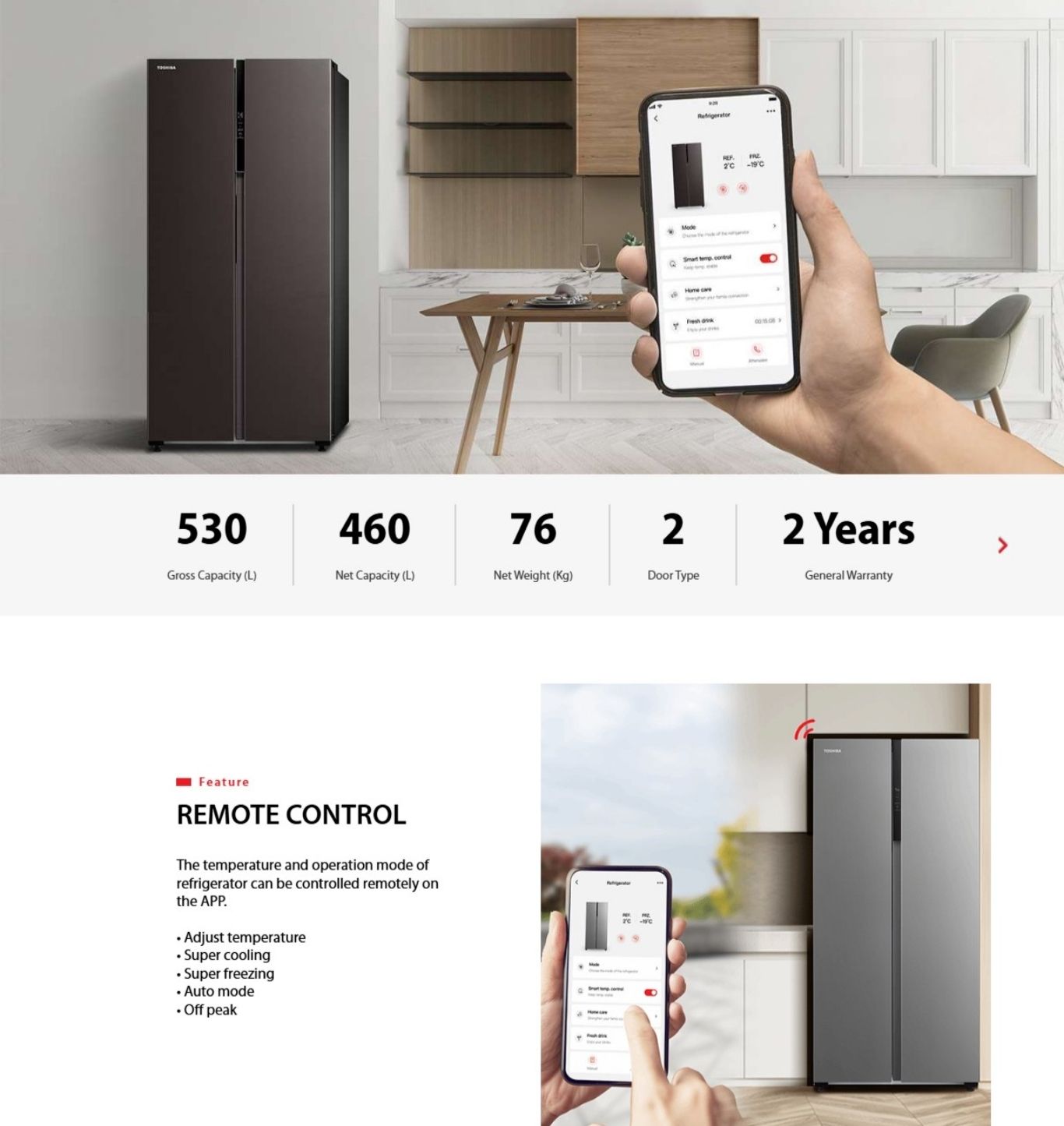 Smart inverter refrigerator with app remote control