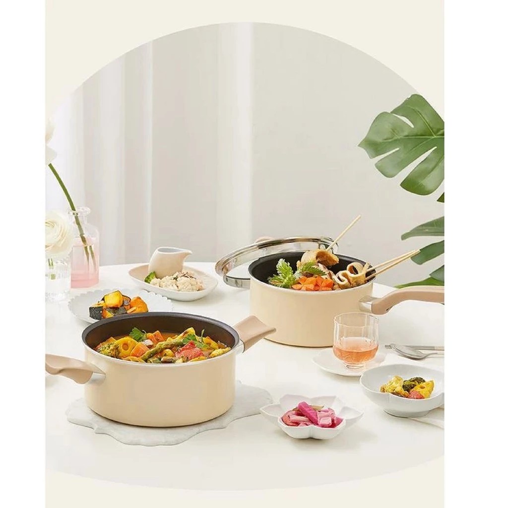 Tefal So Matcha stew pots styled with food on table