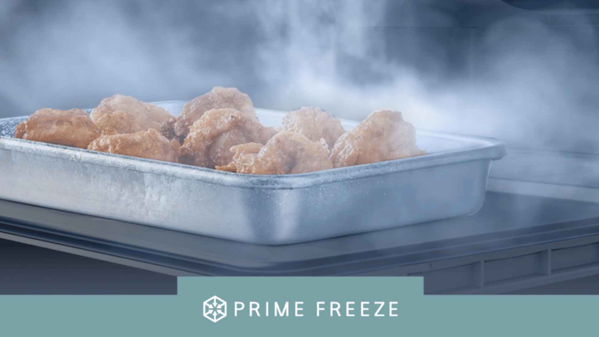 ray of fried food rapidly frozen with Panasonic Prime Freeze technology, showing cool mist for quick-freeze performance.ray of fried food rapidly frozen with Panasonic Prime Freeze technology, showing cool mist for quick-freeze performance.