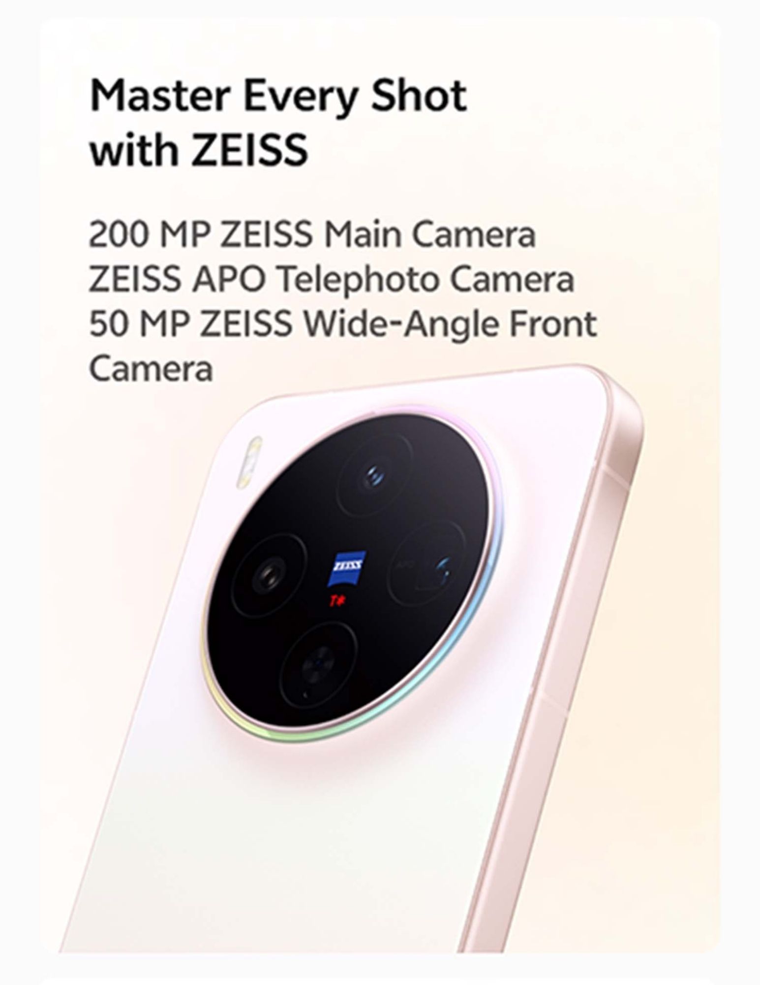 ZEISS camera system highlighting 200MP main lens
