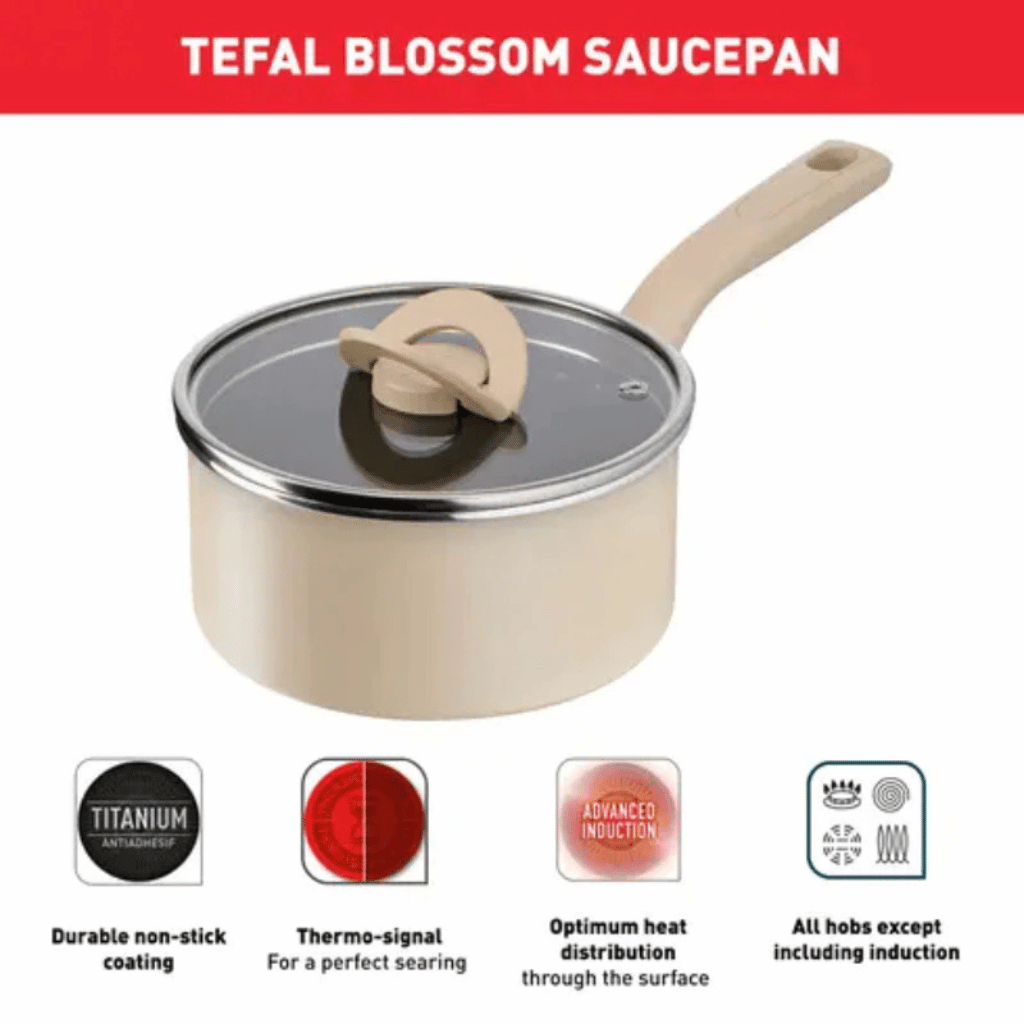 Tefal Blossom saucepan with lid and induction compatibility